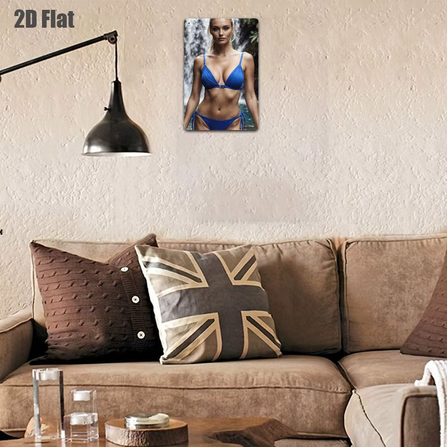 HELLOYOUNG Retro Metallschild Blau Bikini-Blondine Wandkunst aus Eisen - Bild 4