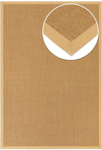 Grundstoff Purstoff Teppich Cashewbeige mit Baumwollbordüre, B/L: 160 x 230 cm, Hellbraun - Bild 1