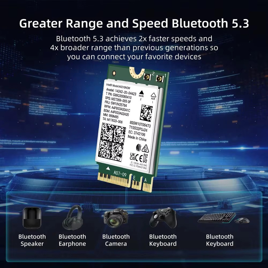 Fenvi WiFi 6E AX210NGW Drahtloser Adapter mit Bluetooth 5.3 für Desktop und Laptop, unterstützt 2,4G/5G/6GHz und 5374Mbps, kompatibel mit Windows 10/11 - Bild 4