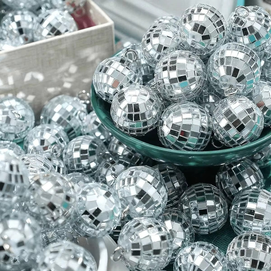 YOCITY 10er Set Mini Disco Kugel aus Glas in Silber für Party und Dekoration - Bild 2