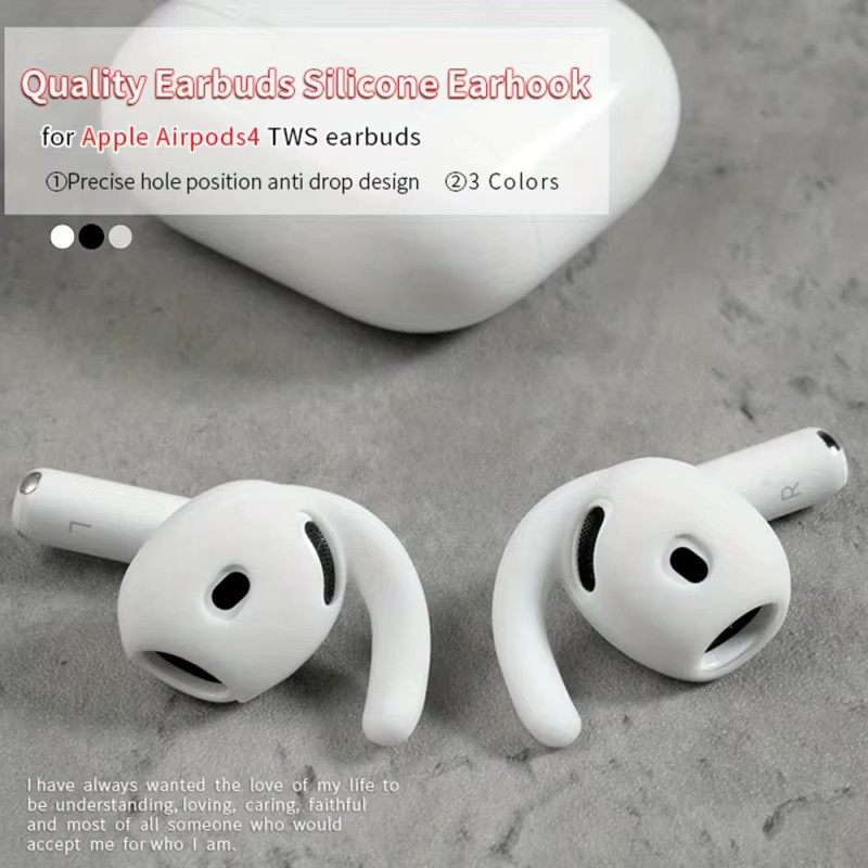 Silikon-Ohrstöpsel für Apple AirPods 4 in Weiß, 4/2 Stück Set als Anti-Verlust-Ersatzaufsätze für sicheren Halt und Geräuschreduzierung - Bild 2
