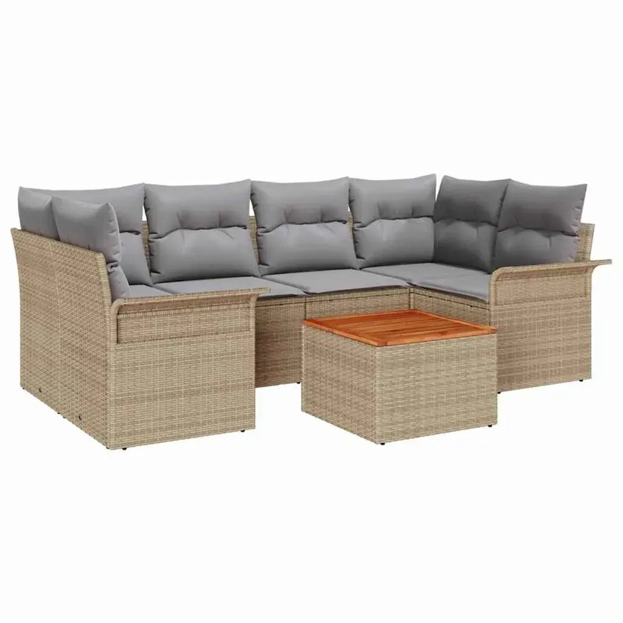vidaXL Garten-Sofa-Set 7-teilig aus Polyrattan in Beige und Grau - Bild 2