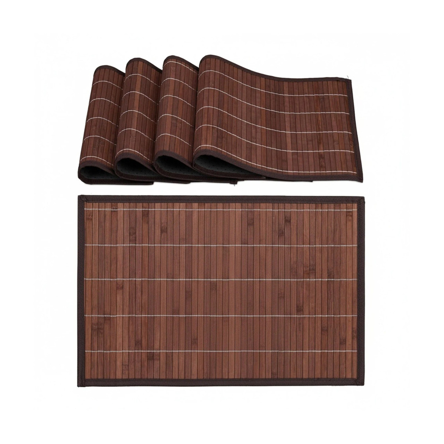 Relaxdays Tischset 4er Set aus Bambus in Braun, rutschfest, B/T/H: 45 x 30 x 0,3 cm - Bild 2