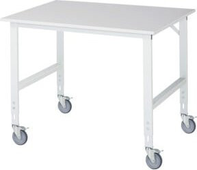 Rau Fahrbarer Arbeitstisch Tom mit 4 Lenkrollen und M-Platte, Farbe: Grau/Weiß, B/T/H: 125 x 100 x 91-123 cm - Bild 1