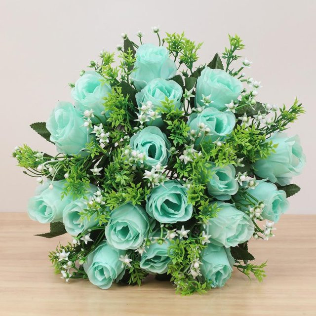 Simulations-Rosenstrauß in Türkis für Hochzeitsdekoration und Heimschmuck von ABXMAS - Bild 1