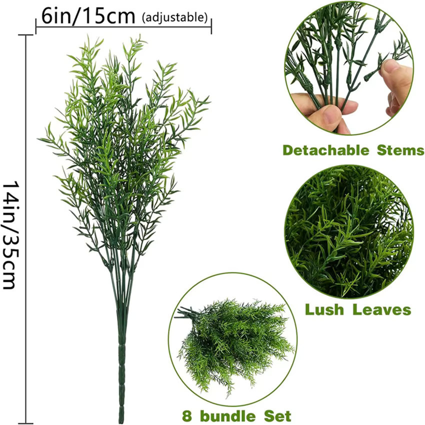 Künstliches Gras von smr in Grün als Dekoration für Vase, Hochzeit und Hausgarten aus Kunststoff - Bild 5