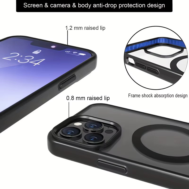 UYUXIO 2-in-1 Magnetische Handyhülle mit Metallständer für iPhone 17 16 15 14 13 12 11 Pro Max Plus Mini in Schwarz - Bild 6