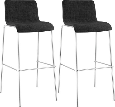 CLP Barhocker 2er Set Hover mit Lehnen in Schwarz, stapelbare Barstühle mit Stoffbezug und Metallgestell, bis 150 kg belastbar