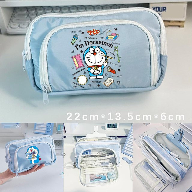 Bandai Doraemon Federmäppchen für Mädchen und Jungen in Blau mit großer Kapazität aus Polyester - Bild 1