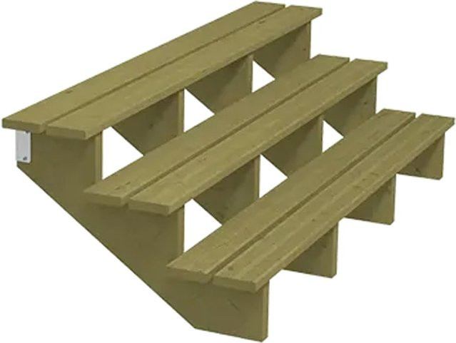 Plus A/S Terrassentreppe mit 3 Stufen aus Holz in Braun, druckimprägniert NTR Kl A, B/T/H: 75 x 51 x 180 cm - Bild 1