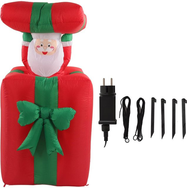 Aimo Aufblasbare Weihnachtsdekoration Santa Claus mit Geschenk, beleuchtet, Rot, Höhe: 150 cm - Bild 1
