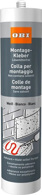 OBI Montagekleber Dispersion, lösungsmittelfrei, Weiß, 470 g - Bild 1