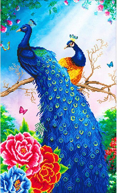 FIYO 5D DIY Diamantmalerei Mosaik mit Pfau und Pfingstrosen in Multicolour, Breite: 30 cm, Höhe: 40 cm - Bild 1