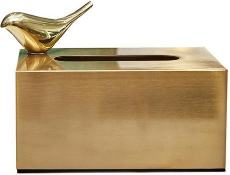 Tread Tribe Moderne Taschentuchbox aus Metall in Gold mit geometrischem Tierdesign - Bild 1