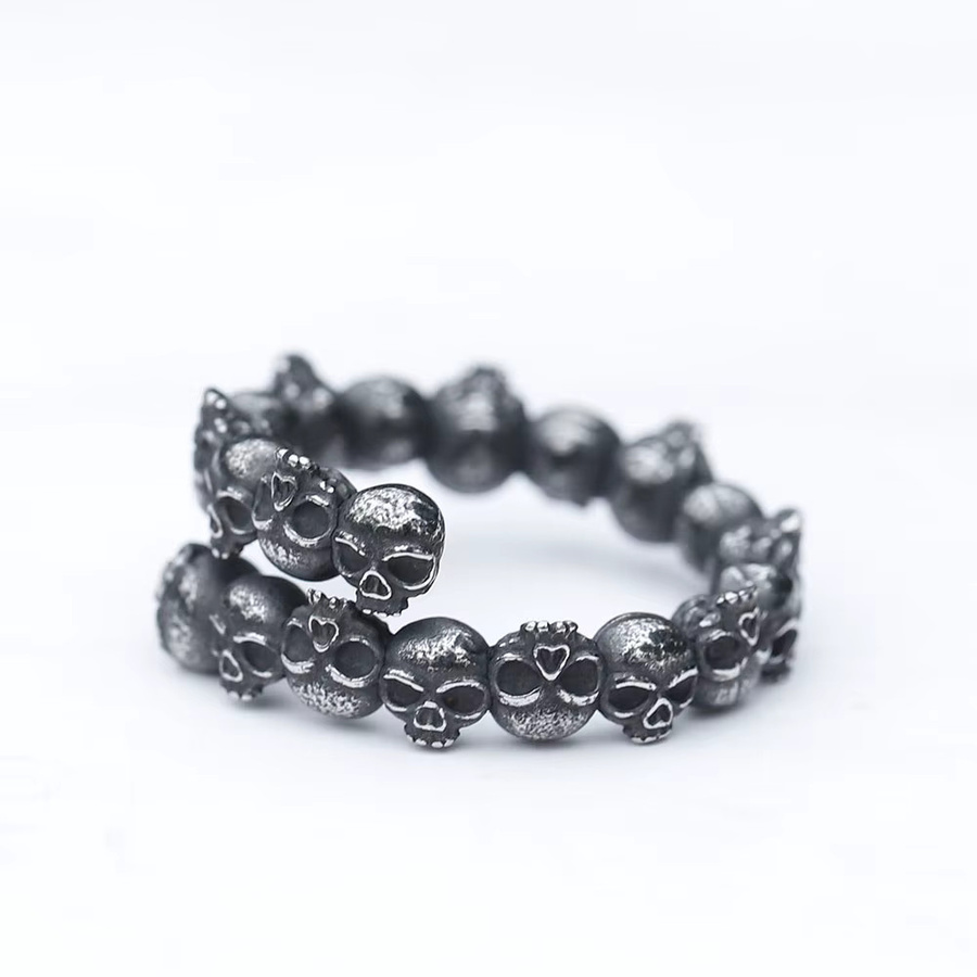 Ring Edelstahl, Vintage, Schädel, Herren - Bild 4