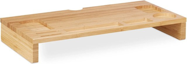 Ergonomischer Relaxdays Monitorständer aus Bambus in Natur, B/T/H: 60 x 30 x 8,5 cm - Bild 1