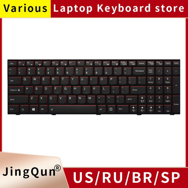 Lenovo Ersatztastatur für Ideapad Y500 Y500N Y500NT Y510p mit Hintergrundbeleuchtung in Schwarz, englische Rechtswinkel-Version - Bild 1
