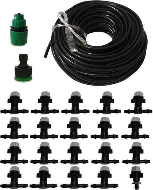 Kayusha Garten Sprinkler Set mit 20 Düsen für Nebel-Kühlsystem und Hochdruck-Vernebler in Schwarz, 20 m - Bild 1