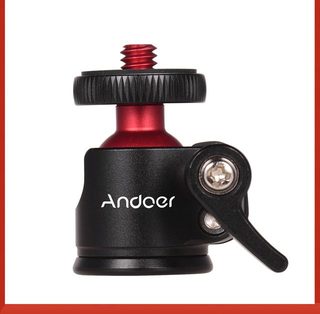 Andoer Mini-Stativ-Kugelkopf mit 360-Grad-Drehung für DSLR-Kameras in Schwarz - Bild 1