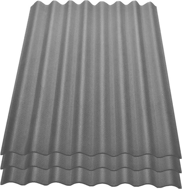 3er Pack Onduline Easyline Bitumen-Dachplatten intensiv grau, B: 76 cm, T: 100 cm, H: 0,26 cm, Profil 95/38 - Bild 1