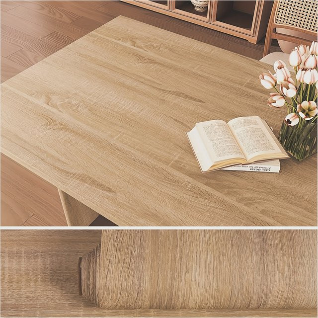 TTOKKONG Selbstklebende Dekor-Klebefolie in Holzmaserung Braun für Möbelrenovierung und Wände, Wasserfeste Vinyl Tapete im skandinavischen Design - Bild 1