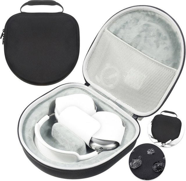 MovingMic Wasserfeste Kopfhörer-Tragetasche aus EVA-Hartschale mit Netztasche in Schwarz für AirPods Max - Bild 1