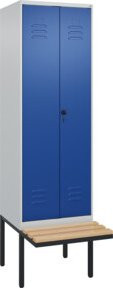 C+P PSA Doppel-Spind Classic PLUS Sitzbank mit 2 Abteilen und Sicherheits-Drehriegel, Buche-Hartholz, B/T/H: 212 x 60 x 81,5 cm - Bild 1