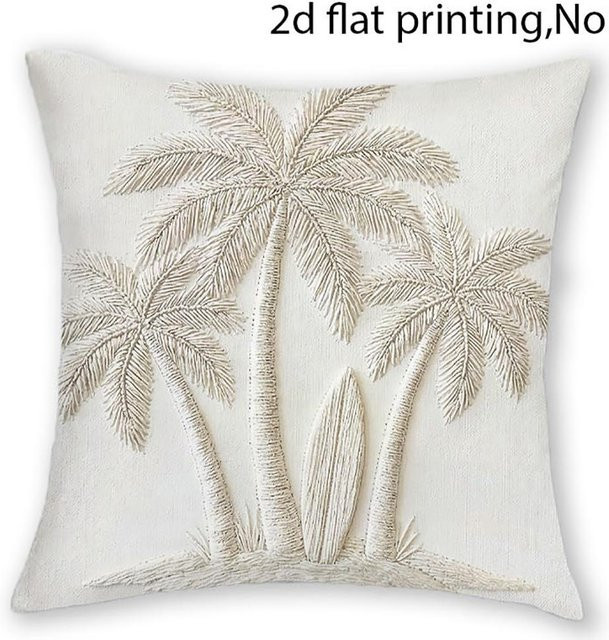 JMG Clothing Kissenbezug mit Küsten Strand und Sonnenschirm Motiv in Weiß, quadratisch, B/T/H: 50 x 50 x 0 cm - Bild 1