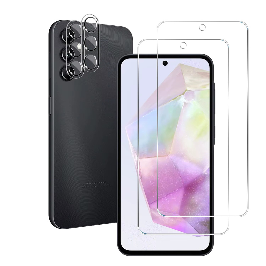 4er-Pack Displayschutzfolie aus gehärtetem Glas und Kameraobjektivschutz für Samsung Galaxy A35, transparent - Bild 5