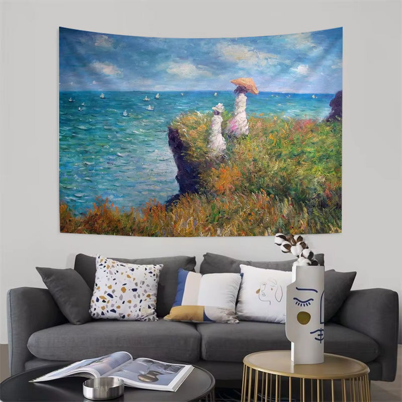 Potdemiel Wandteppich im Claude Monet Stil mit floralem Boho-Design, mehrfarbig, Textil Wandbehang für dein Wohnheim oder Zuhause - Bild 5