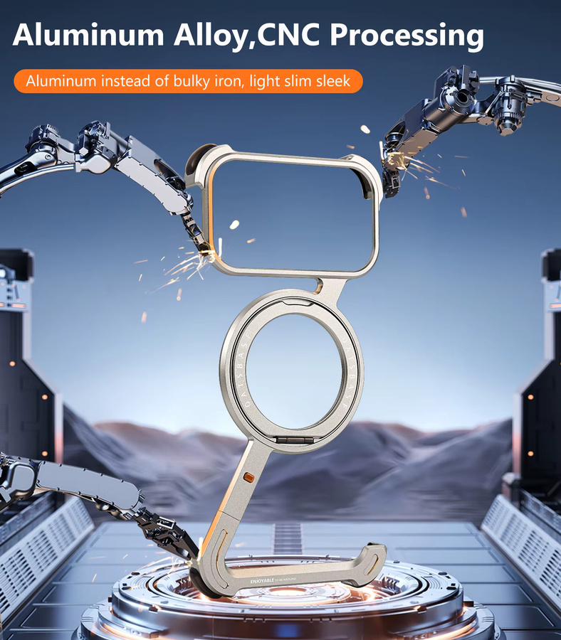 Eary Handyhülle für iPhone 17 16 15 Pro Max mit Metallrahmen und 360 Grad drehbarem Magnetständer, stoßfeste Rahmenlose Schutzhülle - Bild 2