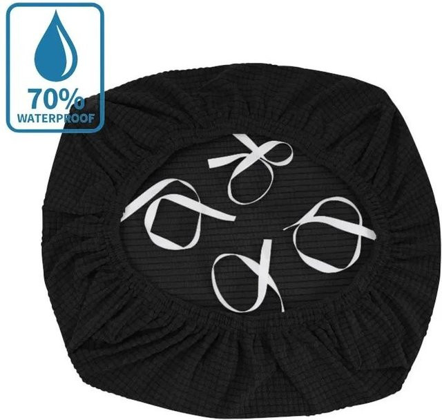 Wasserabweisender und elastischer Stuhlbezug ohne Rückenlehne in Schwarz von Household supplies MH - Bild 1