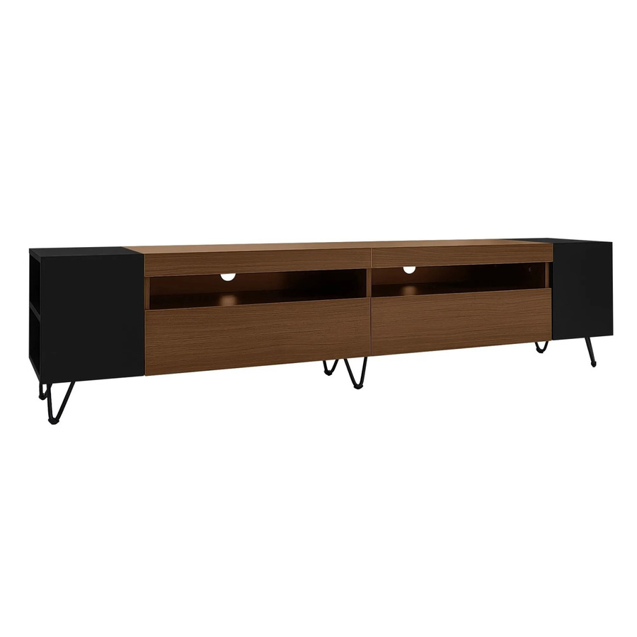 okwish TV Schrank Modernes Design mit Stauraum für dein Wohnzimmer, Schwarz Braun, B/T/H: 180 x 36 x 43 cm - Bild 2