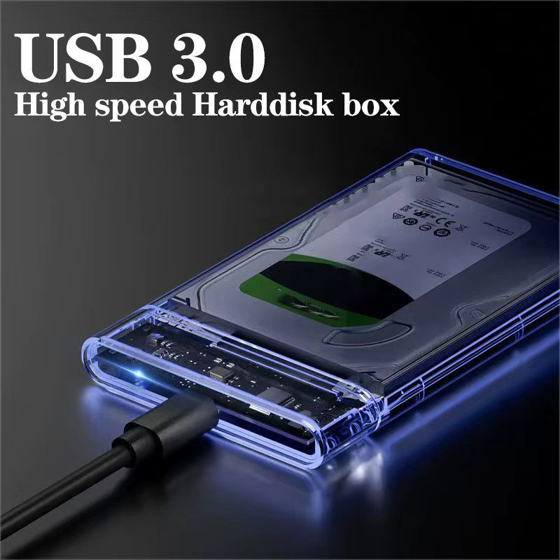 Congdi USB 3.0 zu SATA Festplattengehäuse für 2,5 Zoll HDD und SSD mit UASP Unterstützung und USB-C Anschluss, transparent - Bild 2