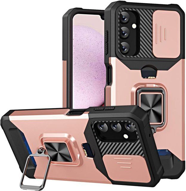 Samsung Armor Hybrid Handyhülle mit Kartensteckplatz und Kameraschutz für Galaxy A55 A35 A25 A15 A54 A34 A14 A04 A23 A33 A13 A53 A32 4G in Pink - Bild 1