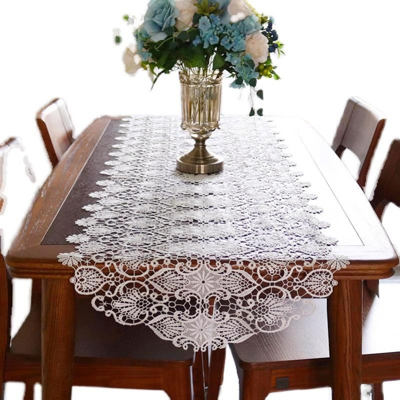 Yiran Furniture Tischläufer mit floraler Stickerei in Weiß, B/T/H: 180 x 55 cm - Bild 3