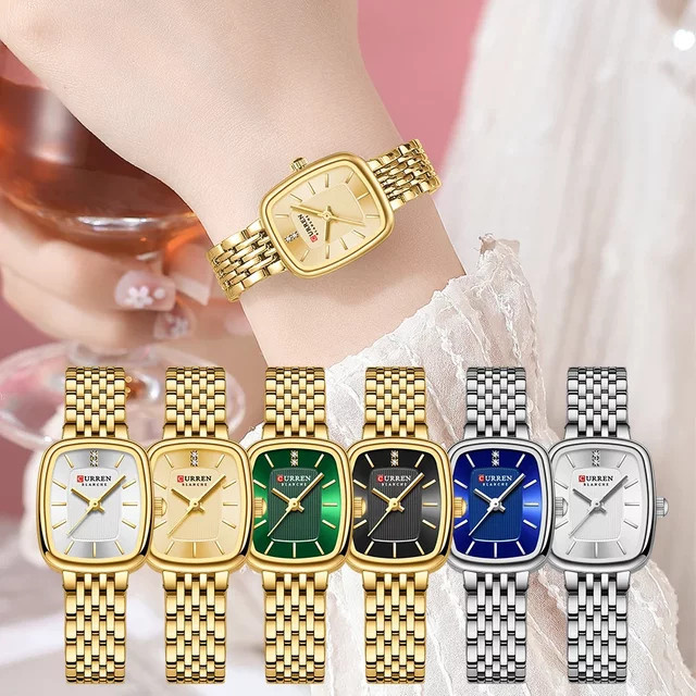 CURREN Armbanduhr, Quarz, Edelstahl, Gold Schwarz, Damen - Bild 1