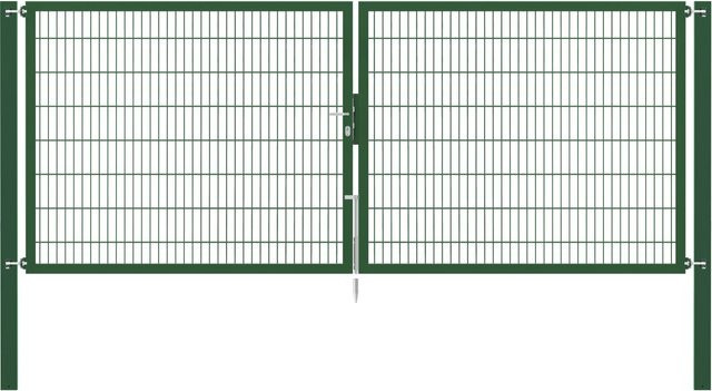 Doppeltor Flexo Plus in Grün aus Stahl mit Pfosten, Breite: 400 cm, Höhe: 160 cm, Pfosten: 100 x 100 cm - Bild 1
