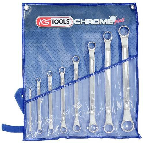 KS Tools CHROMEplus Doppel-Ringschlüssel-Satz, gekröpft, 8-teilig, silber - Bild 1