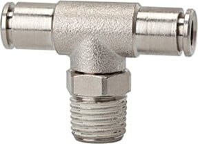 Riegler T-Steckverschraubung metallica drehbar aus Messing in Silber, R 1/8 a., Schlauch-Ø 4 mm - Bild 1