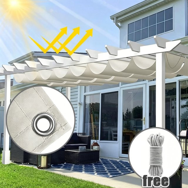 Multifunktionales Sonnensegel aus Polyester in Grün, wasserdichtes und UV-beständiges Pergola-Vordach als einziehbarer Sonnenschutz für den Außenbereich - Bild 1