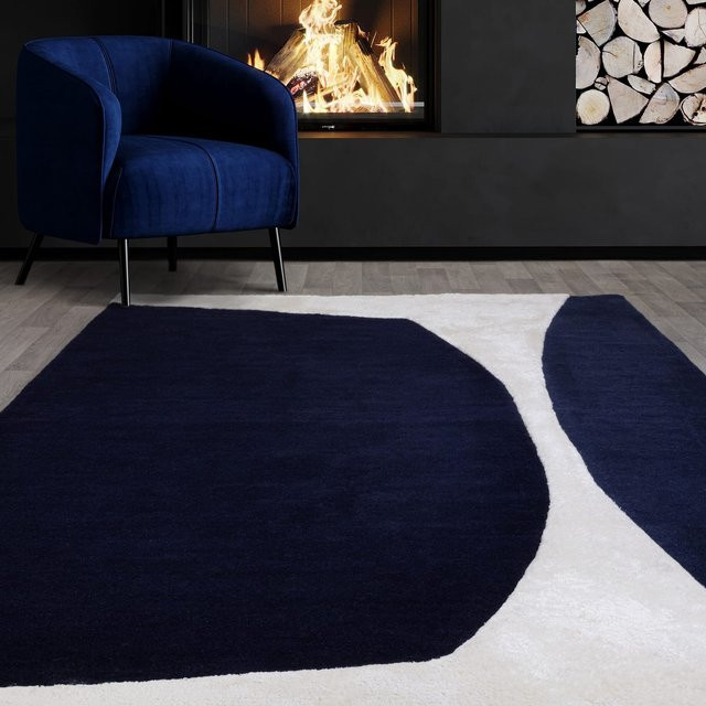 Wollteppich Kadima Design HULL-Tickton abstrakt in Blau, B: 160 cm, L: 230 cm - Bild 1