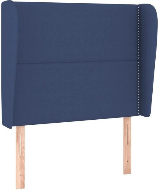 vidaXL Kopfteil mit Ohren in Blau aus Stoff, B/T/H: 93 x 23 x 118/128 cm - Bild 1