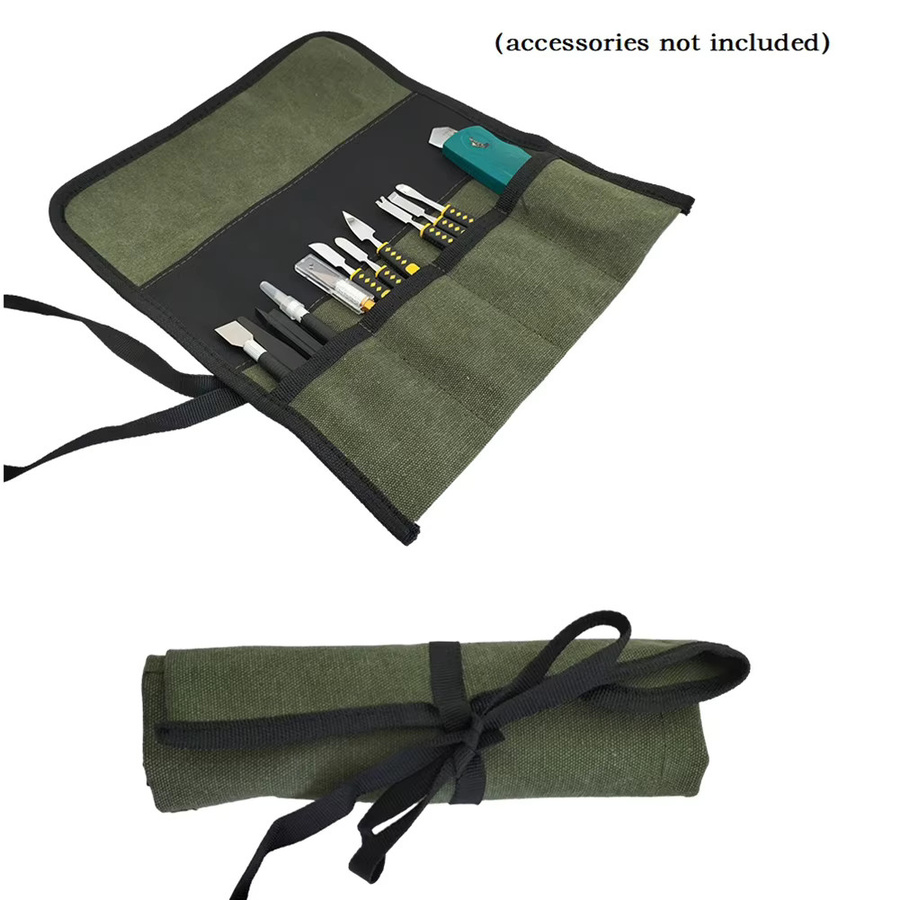 DAZZLEEX Roll-Up Werkzeugtasche mit mehreren Taschen in Grün, tragbarer Organizer für Elektriker, B/T/H: 31,0 x 27,0 x 4,0 cm - Bild 4