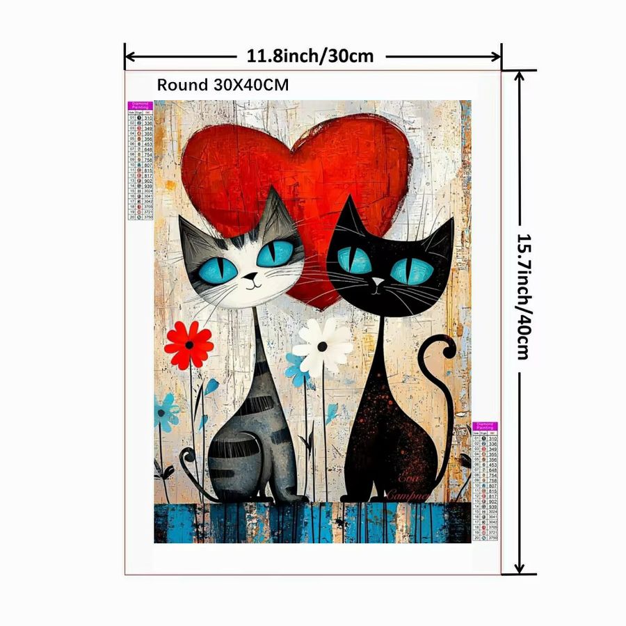 Potdemiel 5D Diamant Malerei Geometrische Katze Wandbild DIY Diamant Stickerei Multicolor - Bild 2