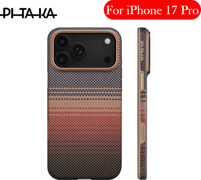 Pitaka Kevlar Schutzhülle für iPhone 17 Pro in Multicolour mit Unterstützung für kabelloses Laden - Bild 1