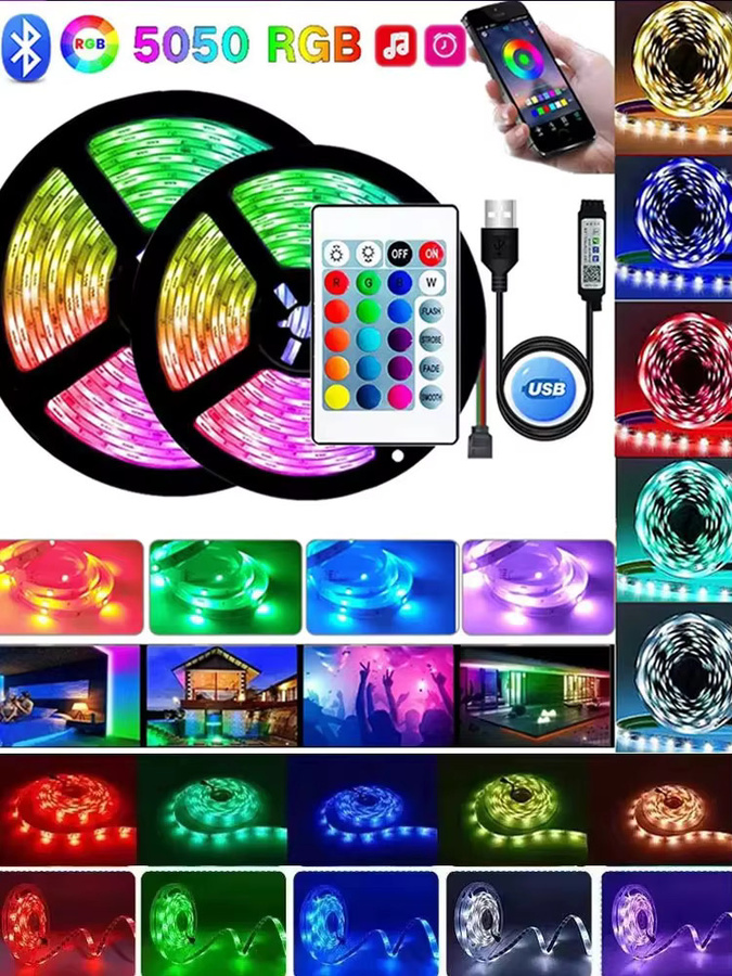 LeiiGeeGo RGB LED Streifen mit App-Steuerung via WiFi und Bluetooth, 5V USB Smart LED Band mit Fernbedienung, Multicolour 5050 SMD flexible LED Lampe - Bild 7