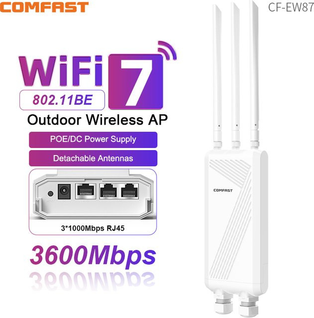 COMFAST WiFi 7 Outdoor CPE Wireless Access Point mit 3600Mbps Dual-Band 2,4 & 5,8GHz WLAN-Repeater und POE-Adapter in Weiß - Bild 1