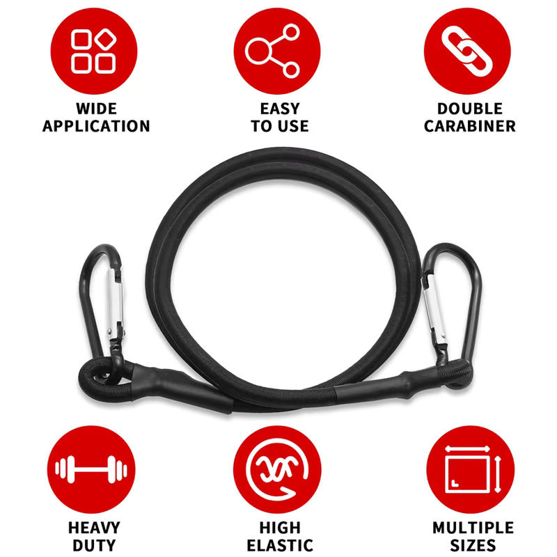 Lotank Elastische Stretch-Seile mit Haken, 8 mm Bungee-Seile in Schwarz für Gepäck, Fahrrad und Auto - Bild 4