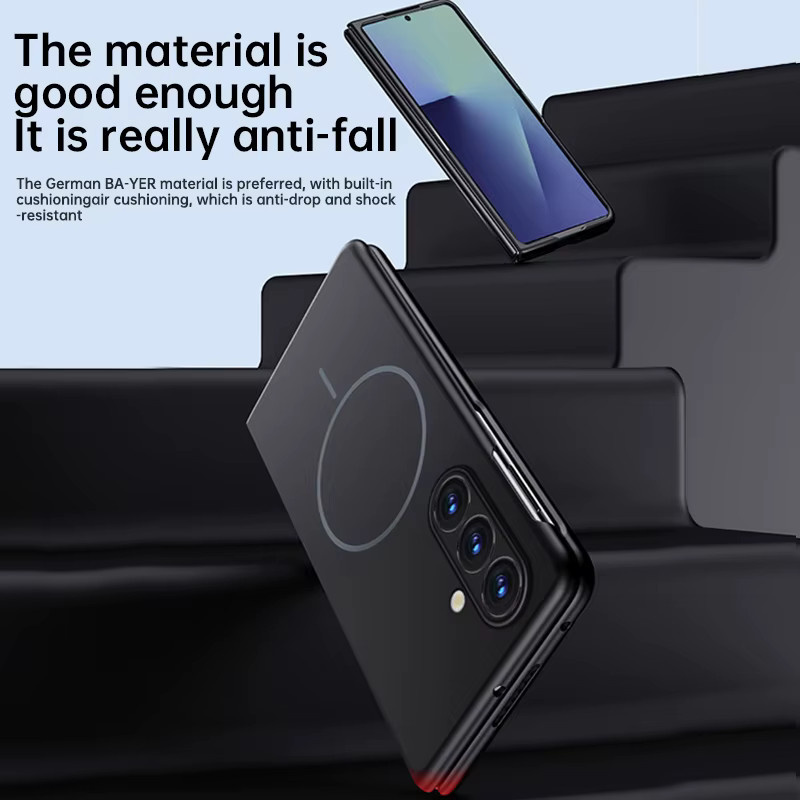 Magnetische und rahmenlose Schutzhülle für Samsung Galaxy Z Fold 7, 6, 5, 4 in Schwarz oder Grau mit kabelloser Ladefunktion - Bild 1